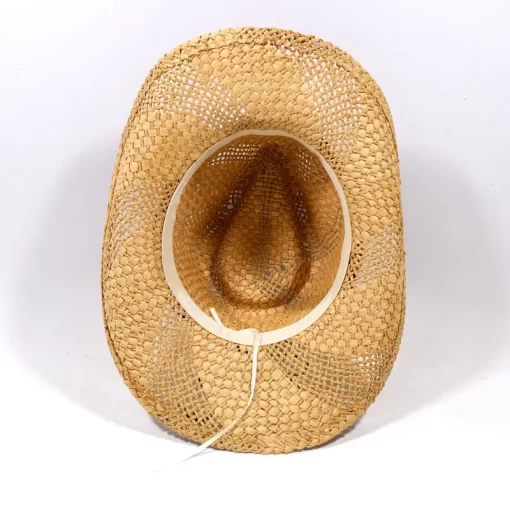 Accessories, Hats, New Collection Outdoor Summer Beach Sun Protection Western Style Natural Straw Hat Sequin Bead Cowboy Hat