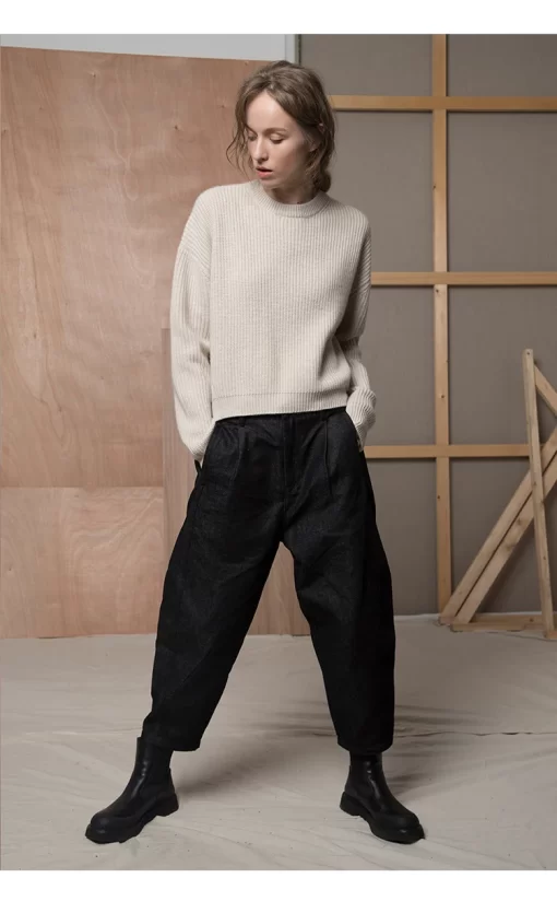 Sweater, Womens Clothing, New Fashion Cashmere Silk Blend Crop Sweaters For Woman