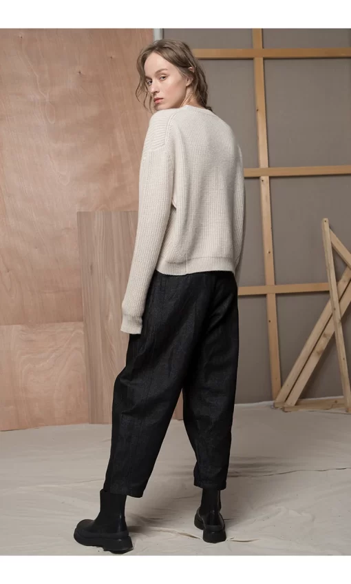 Sweater, Womens Clothing, New Fashion Cashmere Silk Blend Crop Sweaters For Woman