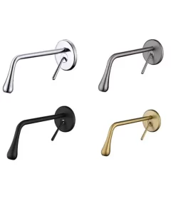 Bathroom, Home Decor, One Handle Brushed Gold Lavatory Faucet Water Tap Hot And Cold Mixer Wall Mounted Concealed Basin Faucet