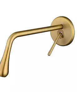 Bathroom, Home Decor, One Handle Brushed Gold Lavatory Faucet Water Tap Hot And Cold Mixer Wall Mounted Concealed Basin Faucet