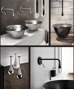 Bathroom, Home Decor, One Handle Brushed Gold Lavatory Faucet Water Tap Hot And Cold Mixer Wall Mounted Concealed Basin Faucet