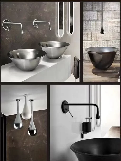 Bathroom, Home Decor, One Handle Brushed Gold Lavatory Faucet Water Tap Hot And Cold Mixer Wall Mounted Concealed Basin Faucet