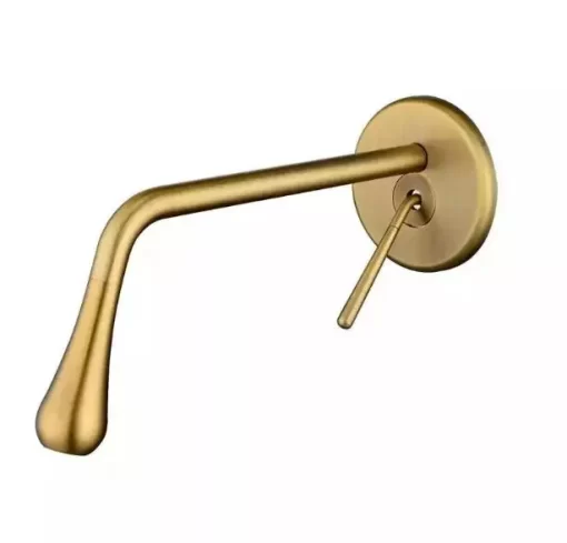 Bathroom, Home Decor, One Handle Brushed Gold Lavatory Faucet Water Tap Hot And Cold Mixer Wall Mounted Concealed Basin Faucet