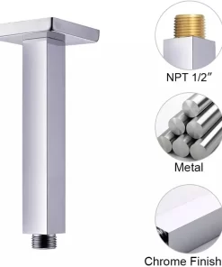Bathroom, Home Decor, Polished Chrome Brass Hot Cold Water Mixer Bathroom Ceiling Mounted Rainfall 12 Inch Digital Display Shower Head System Set