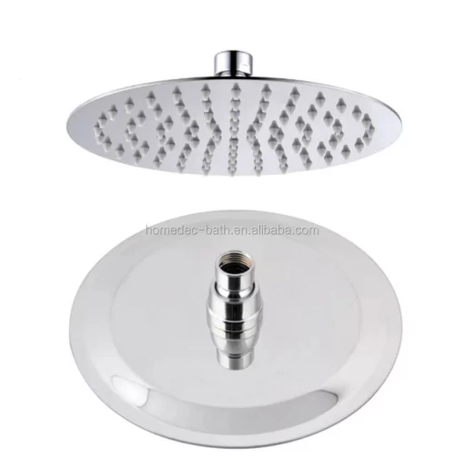 Bathroom, Home Decor, Polished Stainless Steel 12-inch Round Overhead Rainfall Shower Head