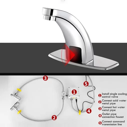 Bathroom, Home Decor, Sanitary Wash Basin Electrical Water Heater Tap Automatic Sensor Faucet