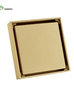 Bathroom, Home Decor, Shower Drains Brushed Gold Brass Invisible Tile Insert Kitchen Bathroom Hidden Square Floor Drain
