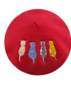 Accessories, Hats, Small Moq Female Winter Hat Grey Wool Embroidery Custom Beret Women