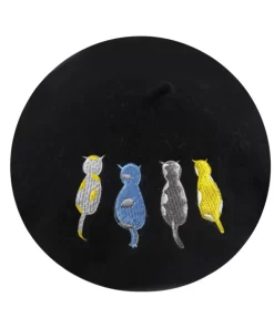 Accessories, Hats, Small Moq Female Winter Hat Grey Wool Embroidery Custom Beret Women