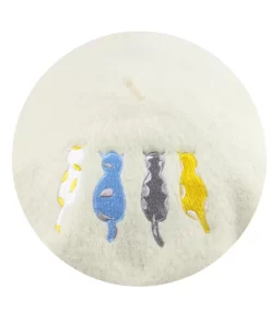 Accessories, Hats, Small Moq Female Winter Hat Grey Wool Embroidery Custom Beret Women