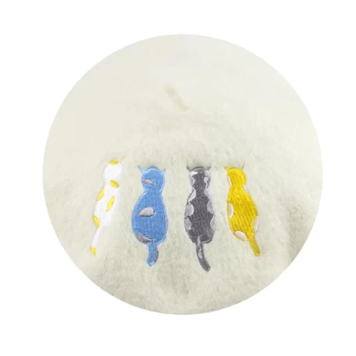 Accessories, Hats, Small Moq Female Winter Hat Grey Wool Embroidery Custom Beret Women