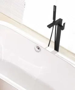Bathroom, Home Decor, Solid Brass Black Freestanding Bathtub Faucet Copper Floor Mount Tub Faucet For Bathroom