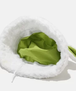 Accessories, Hats, Solid Color Fashion Wool Sheep Ear Fisherman Hat Furry Designer Custom Bucket Hats For Woman
