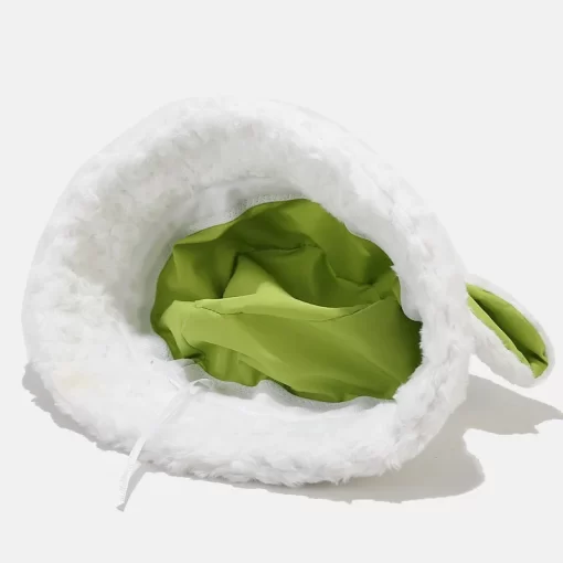 Accessories, Hats, Solid Color Fashion Wool Sheep Ear Fisherman Hat Furry Designer Custom Bucket Hats For Woman