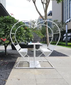 Furniture, Home Decor, Tctd New Design Valentine's Day Style Heart Shape Withe Metal Outdoor Garden Chairs Coffee Shop Table