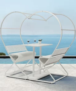Furniture, Home Decor, Tctd New Design Valentine's Day Style Heart Shape Withe Metal Outdoor Garden Chairs Coffee Shop Table