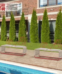 Furniture, Home Decor, Tctd Outside Modern Furniture Patio Street Bench Seating Outdoor Park Garden Steel Metal Bench Chair