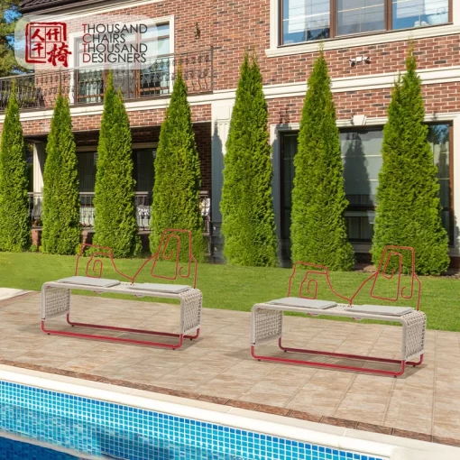Furniture, Home Decor, Tctd Outside Modern Furniture Patio Street Bench Seating Outdoor Park Garden Steel Metal Bench Chair