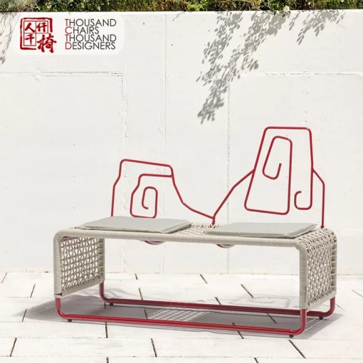 Furniture, Home Decor, Tctd Outside Modern Furniture Patio Street Bench Seating Outdoor Park Garden Steel Metal Bench Chair