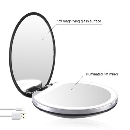 For Her, Gifts, Travel Makeup Mirror with LED Light