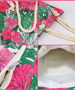 Accessories, Hats, Tropical Floral Printed Tote Reusable Custom Shopping Bags With Logo Vintage Bag Canvas Tote Handbags For Women
