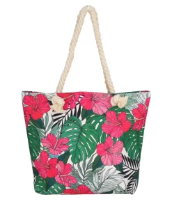 Accessories, Hats, Tropical Floral Printed Tote Reusable Custom Shopping Bags With Logo Vintage Bag Canvas Tote Handbags For Women