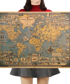 Child relate, Educational, Vintage World Map Art Poster Decor
